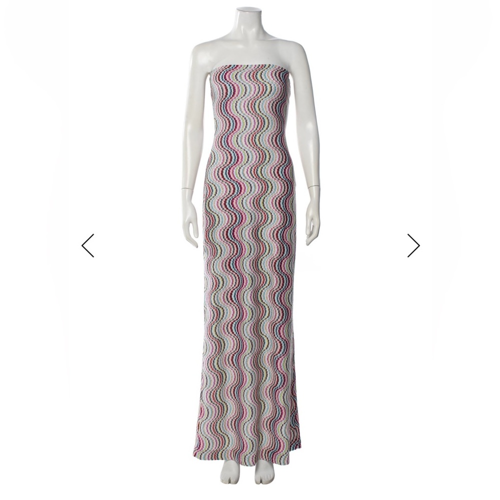 NWT Missoni Metallic Wave-Pattern Strapless Gown